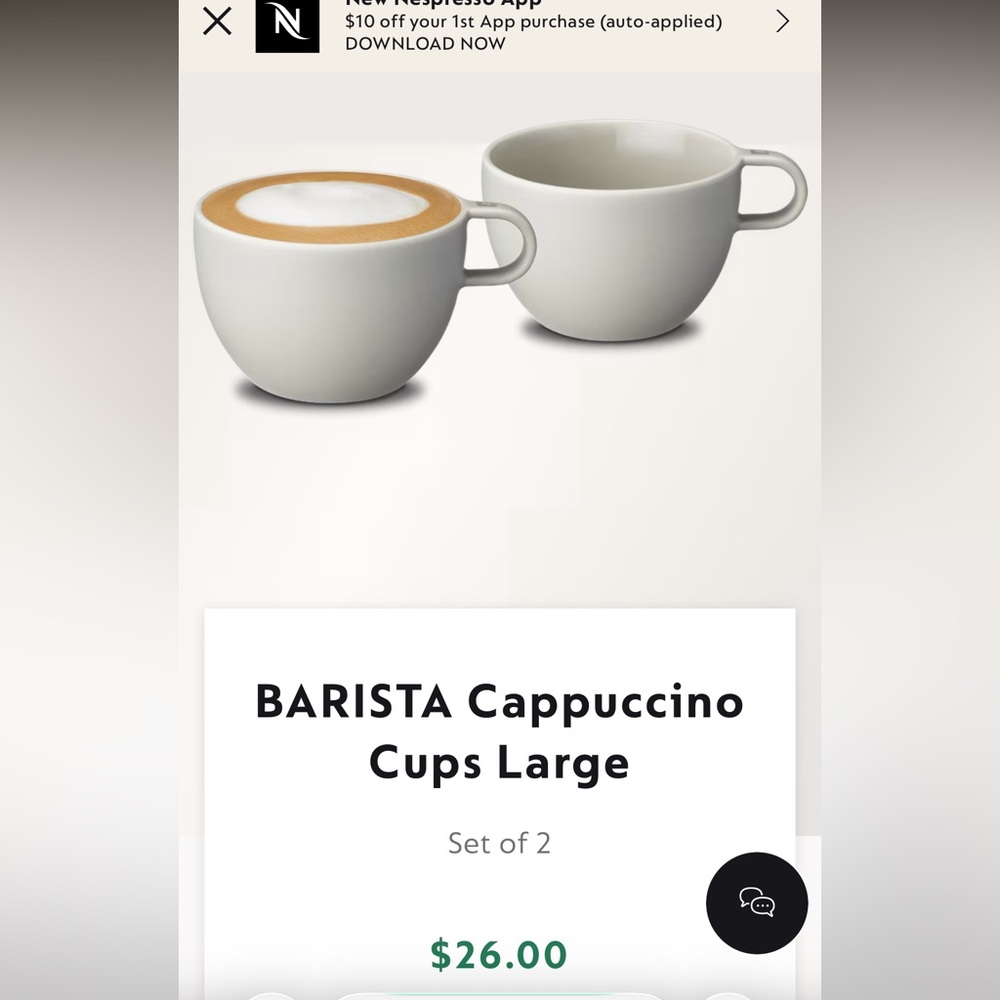Nespresso BARISTA Cappuccino Cups Large set of 2